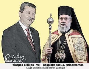 Yorgos Lillikas ve Başpiskopos II. Hrisostomos by Ata ATUN Yiorgos Lillikas and Archbishop Hrisostomos II by Ata ATUN